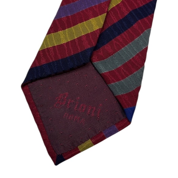 2 BRIONI VINTAGE RARE Burgundy/Beige Striped Silk LUXURY Tie ITALY - Picture 7 of 8